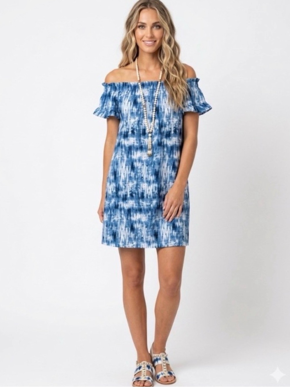 Nordstrom love square Blue White Tie-Dye dress Size Small NWT